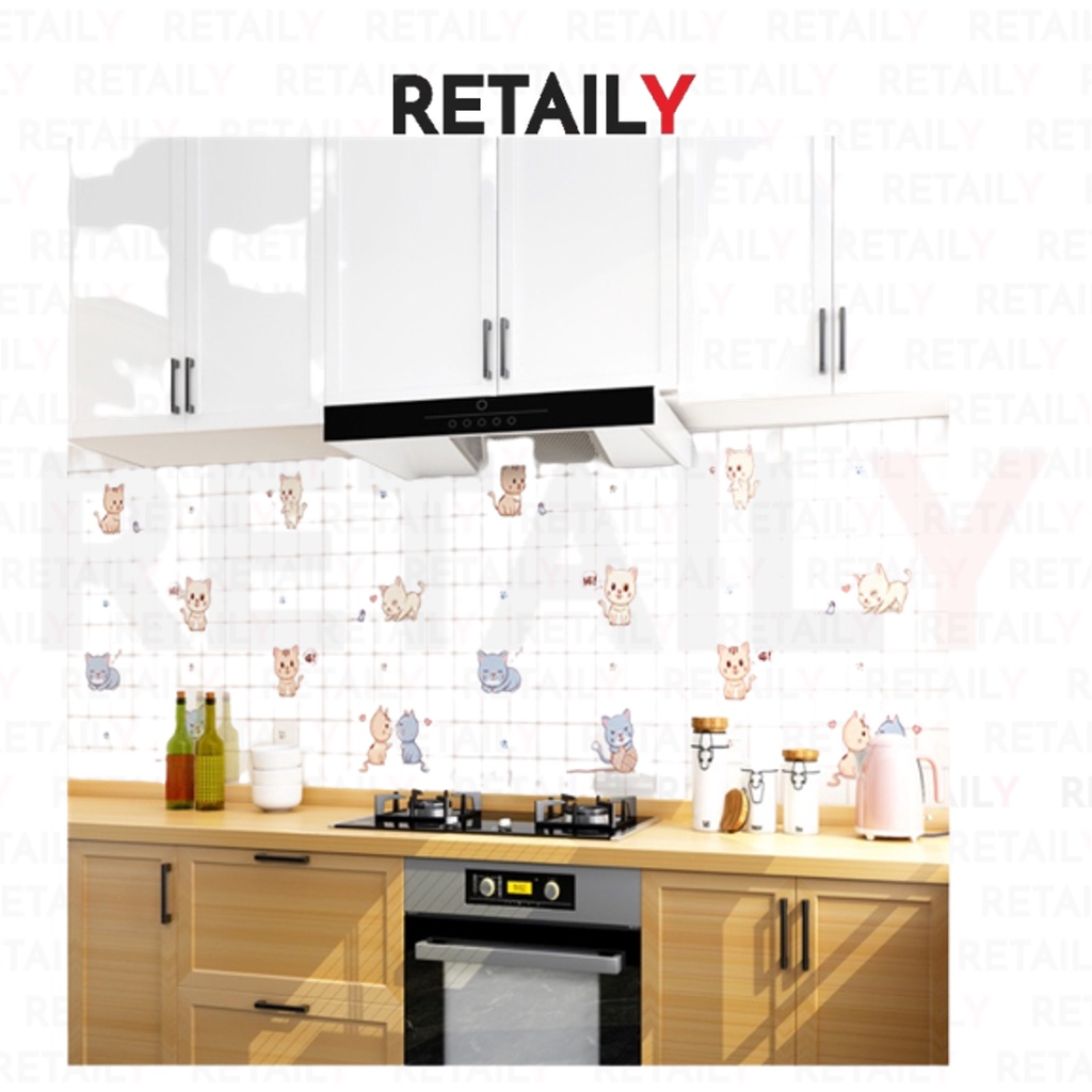 Retaily  HL0205 wallpaper Dinding Dapur Kitchen desain kartun Anti Air Dan Minya 3D