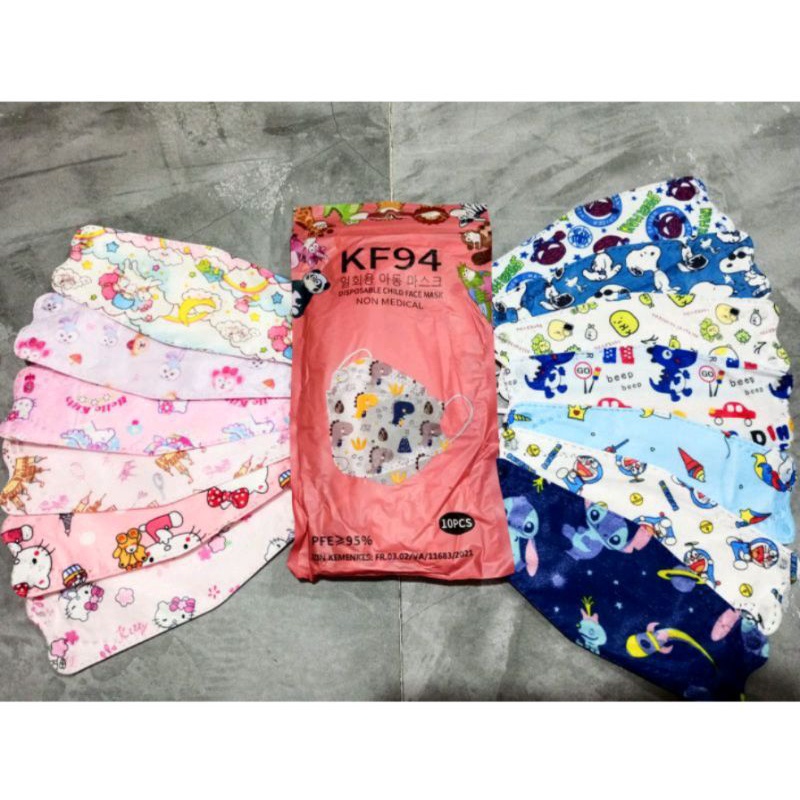READY✓10PCS MASKER KF94 ANAK KIDS MOTIF CEWEK COWOK
