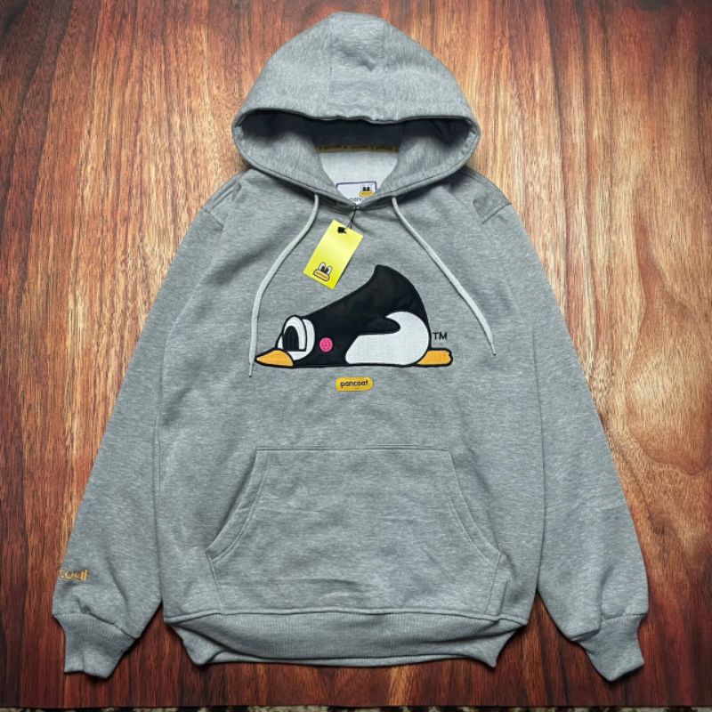 HOODIE PANCOAT PINGUIN GREY BORDIR FULL TAG LABEL