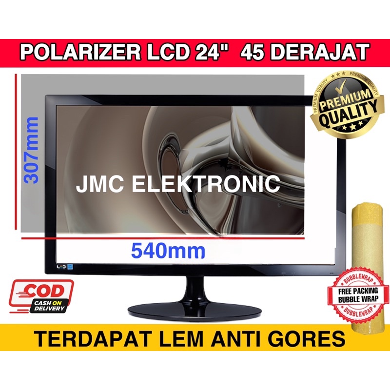 1PCS POLARIZER LCD 24 INC 45 DERAJAT POLARIS POLARIZED LAPISAN PLASTIK LCD 24 INCH