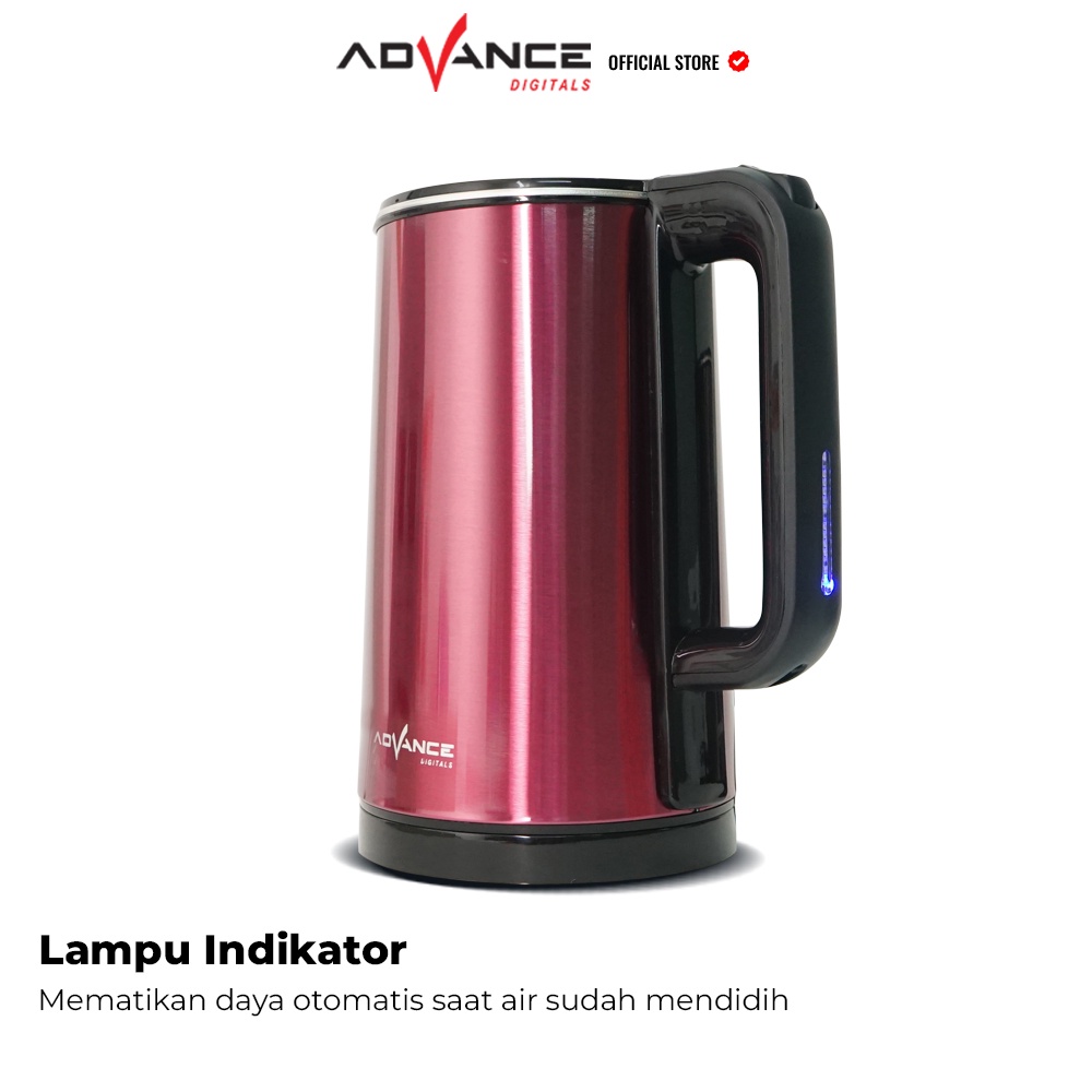 Advance Digitals Teko Listrik Electric Kettle Digitals AK185 Kapasitas 1.8 Liter Stainless Steel 304 Food Grade Pemanas Air Garansi Resmi 1 Tahun