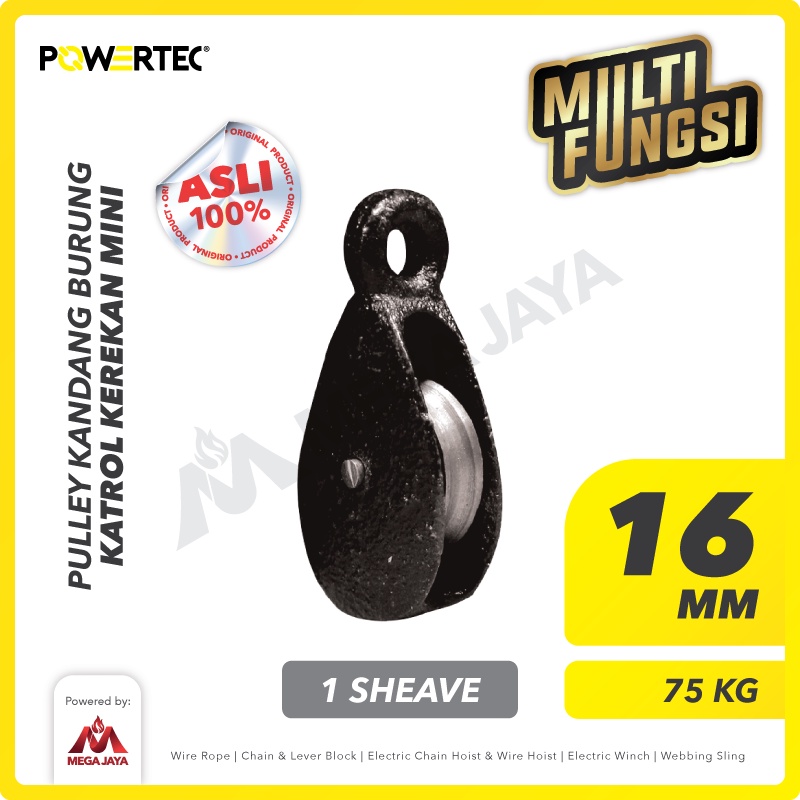 POWERTEC Pulley Katrol Kerekan Sangkar Kandang Burung ¾" - 1Sheave