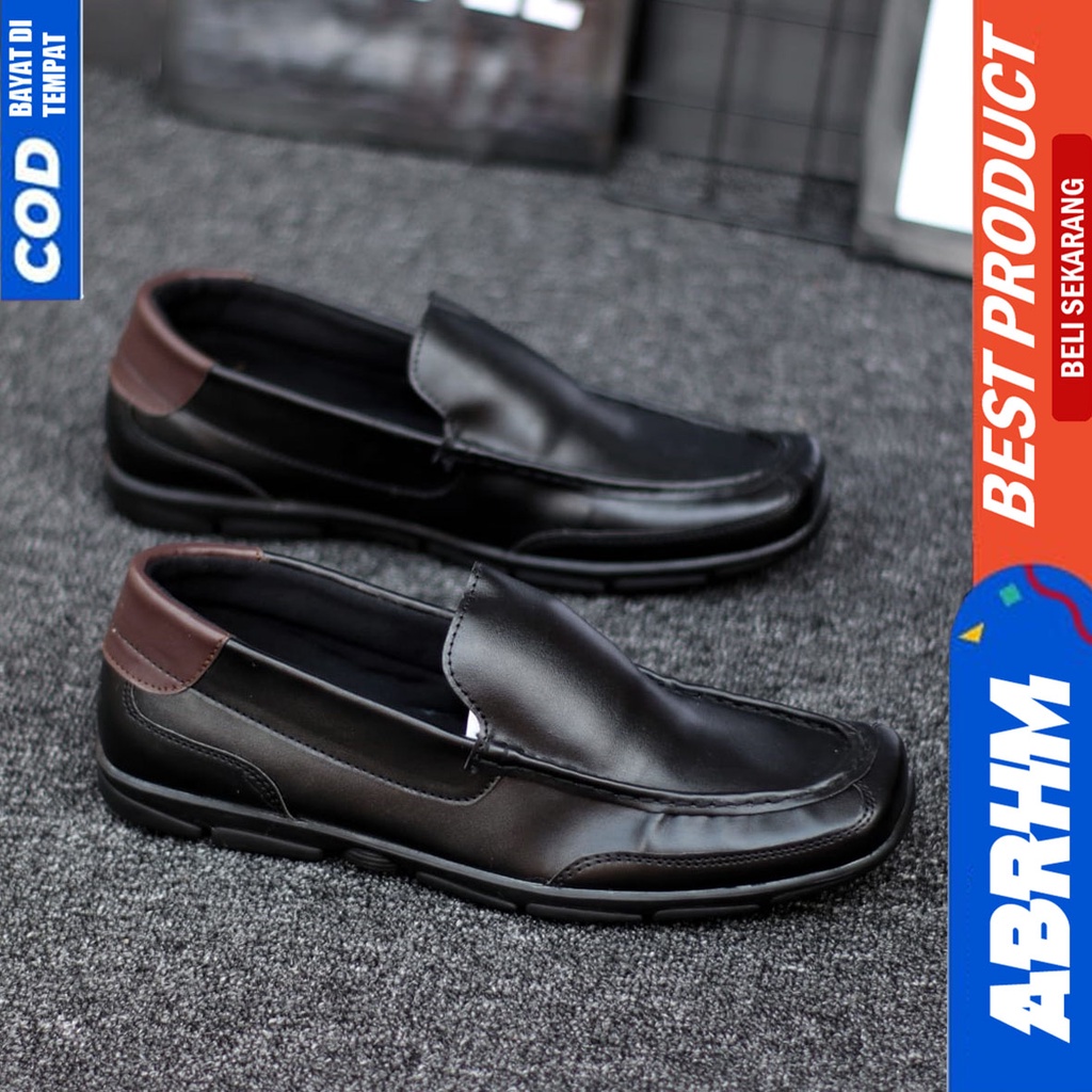 Sepatu Pantofel Hitam Kerja Formal Pria Abrhm Drain