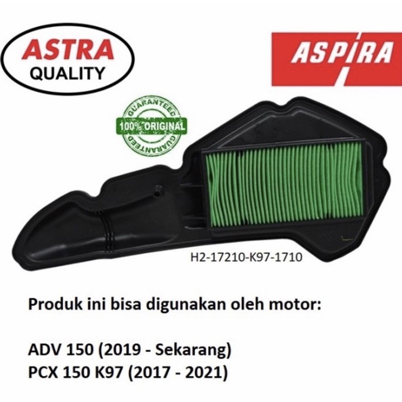 FILTER UDARA ASPIRA HONDA PCX NEW 2017 - 2021 / ADV 150 K97