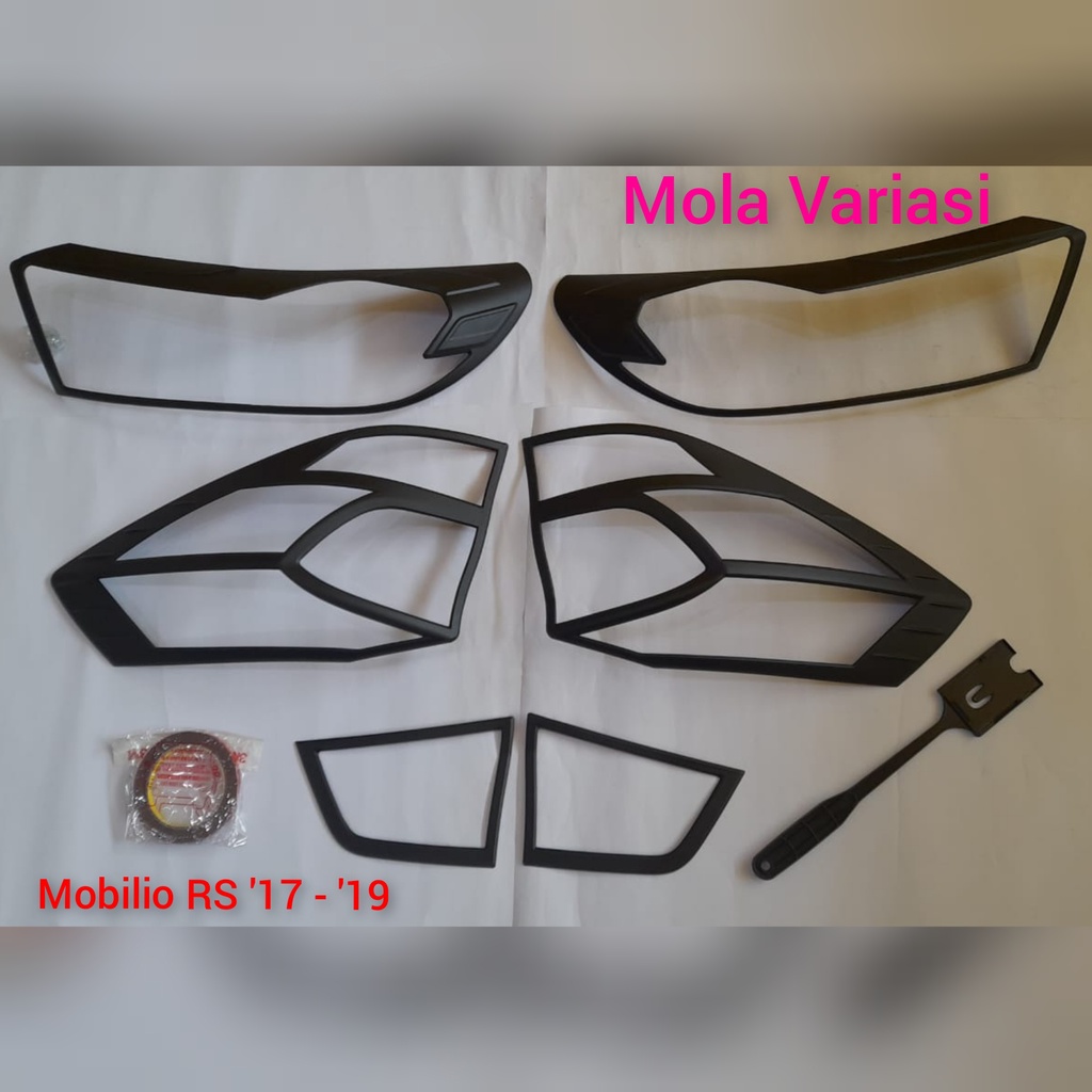 Cover Lampu Garnish Lampu Depan Belakang Mobilio 2017 - 2019 Hitam Doff