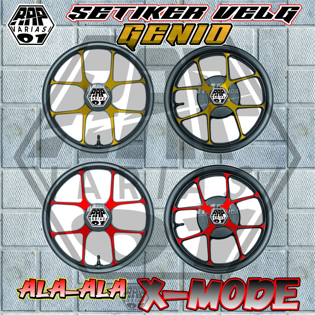 Stiker Velg GENIO ala-ala X-MODE,stiker cutting velg motor GENIO