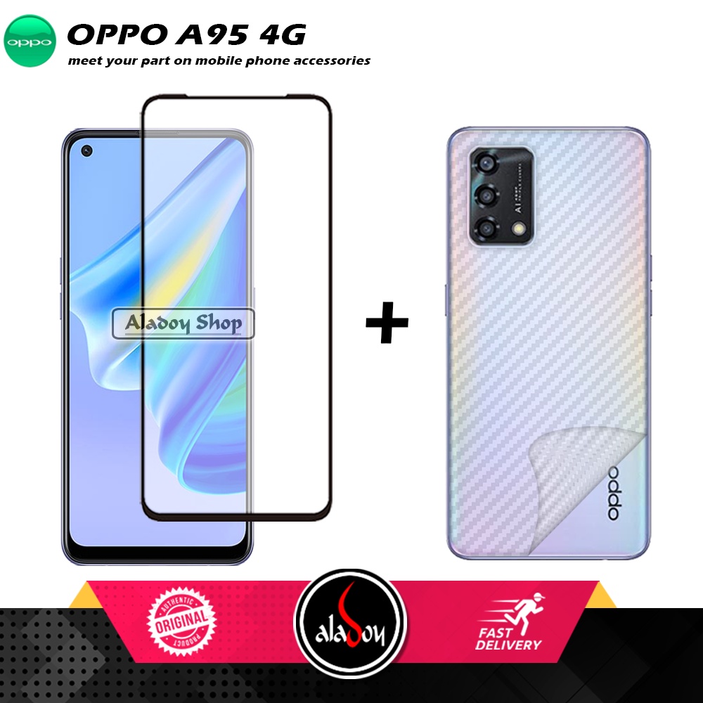 PAKET 2 IN 1 Tempered Glass Layar Oppo A94 4G + Skin Carbon Film 3D