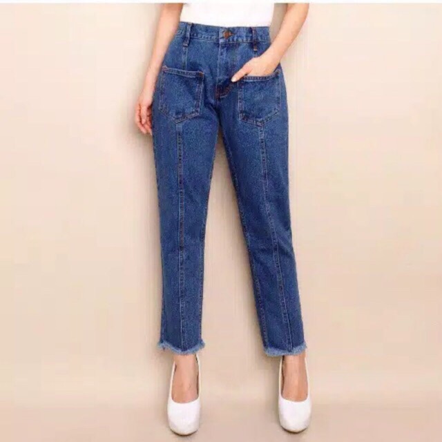 BAGGY PANTS HIGHWAIST JEANS WASH IMPORT STRIPE PANTS