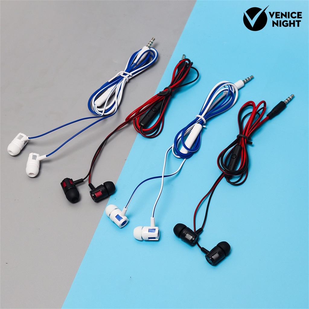 (VNEP) (Berkabel) Headset Earphone Kabel Stereo Surround Electroplated Dengan Mic + Jack 3.5mm