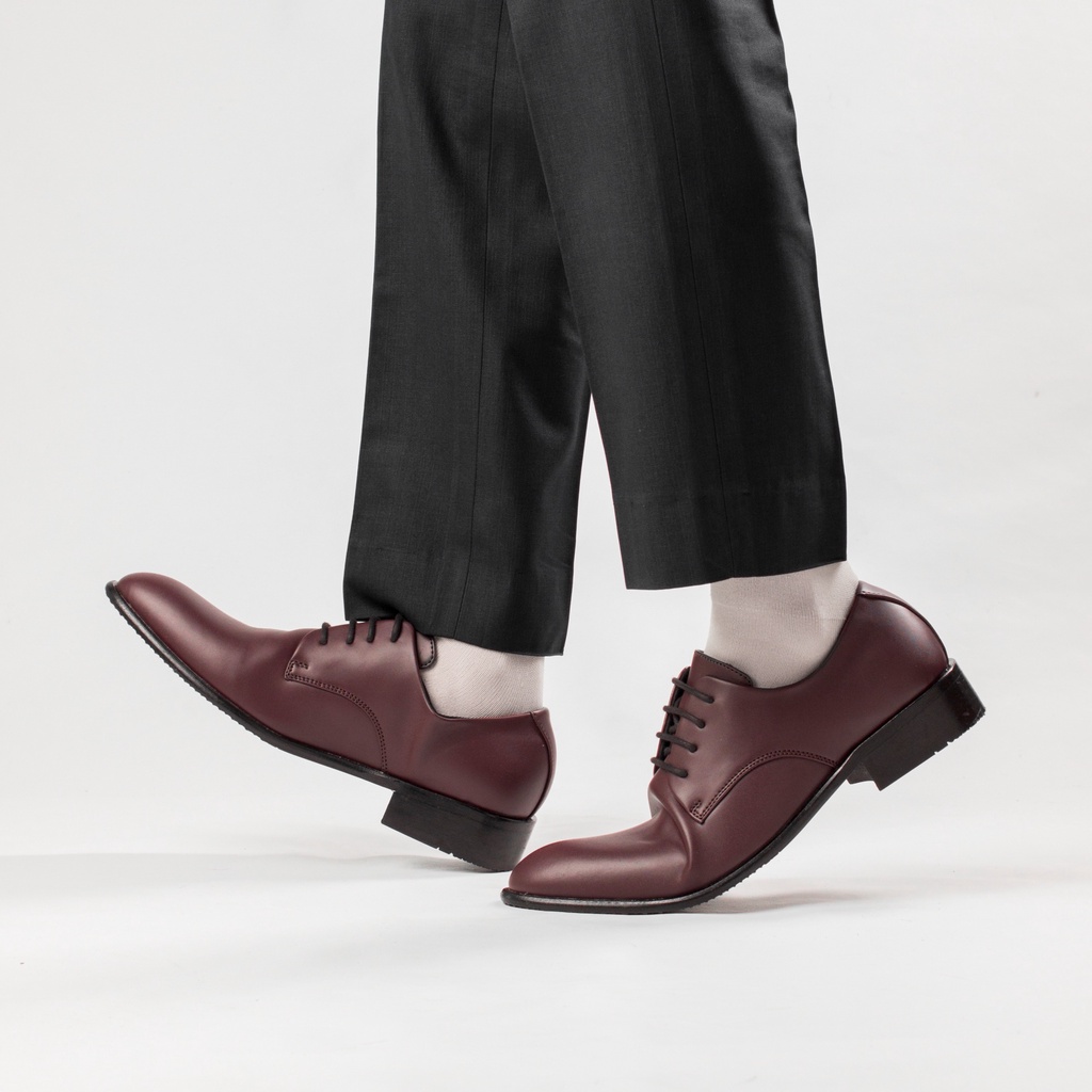 Barney Maroon | Sepatu Oxford Pantofel Hitam Pria Pantopel Tali Formal Casual Kerja Cowok Ori | FORIND Nazreal