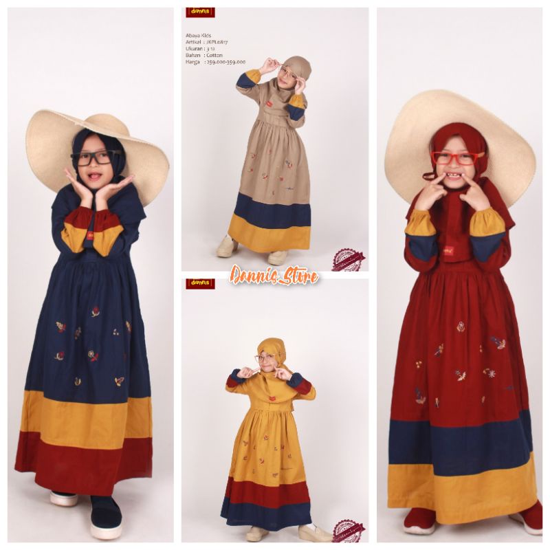 DANNIS Gamis Anak JKPL 0817 Maroon - Navy - Coklat - Mustard
