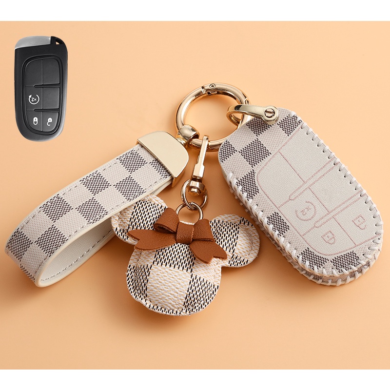 Casing Kunci Mobil Bahan Kulit Untuk Dodge Journey Chrysler 300c Jeep Grand Cherokee Compass Patriot