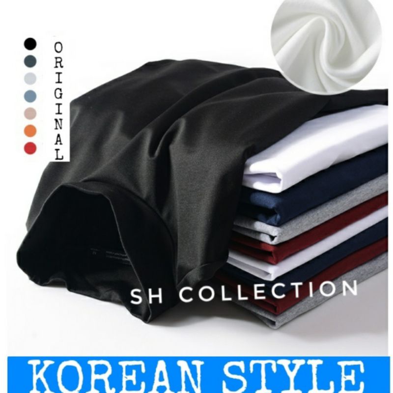 pakaian baju kaos distro atasan polos kerah lengan panjang turtleneck turtle neck korea pria wanita 