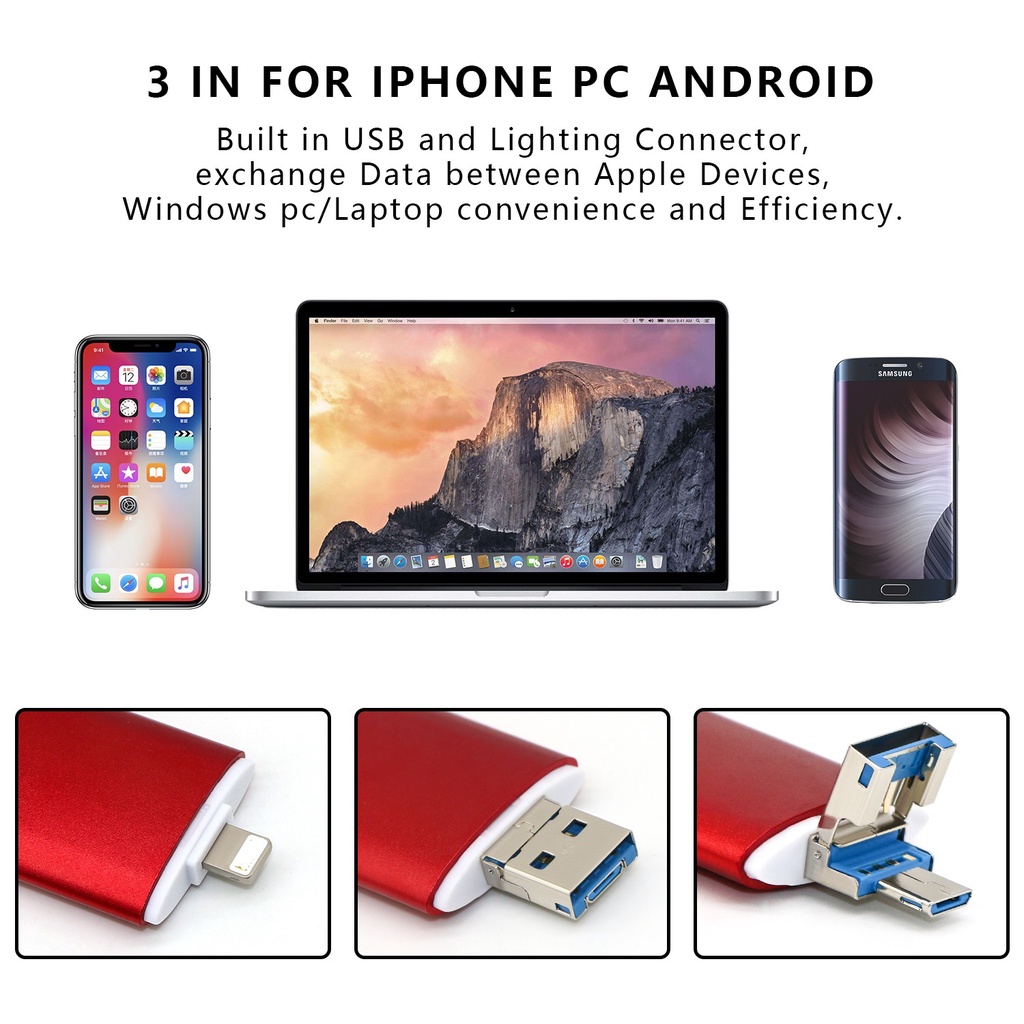 1tb 3in1 Flash Drive U Disk OTG USB Untuk iPhone / iPad / android