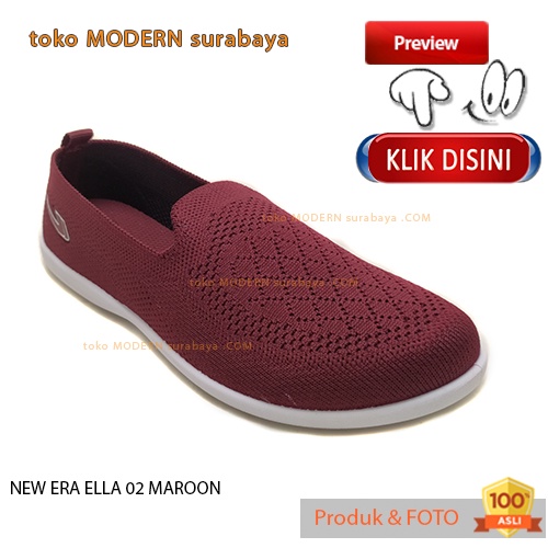 Sepatu wanita flat casual slip on NEW ERA ELLA 02 MAROON