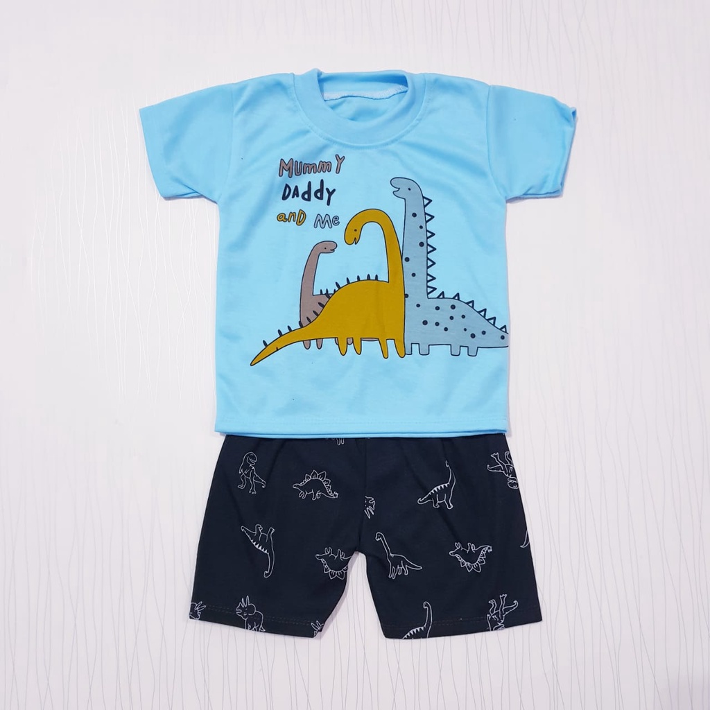 Cod Baju Bayi Setelan Motif Dino Baby Alicia