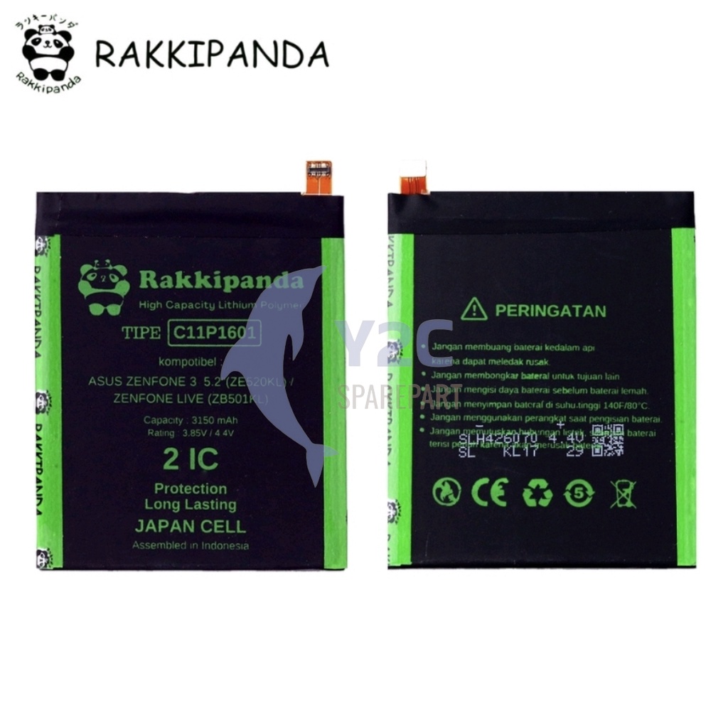RAKKIPANDA C11P1601 ASUS ZENFONE 3 5.2 ZE520KL / ZENFONE LIVE ZB501KL BATERAI BATRAI BATREI BATRE BATERE DOUBLE POWER
