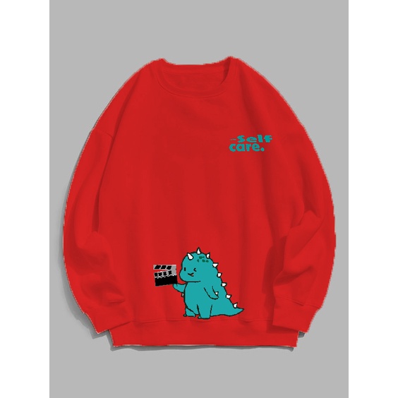 Sweater wanita Self care Dino Crewneck wanita size M-XXL