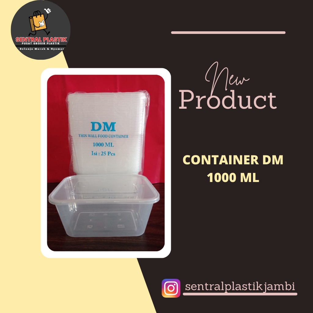 Thinwall DM 1000 ml /Container / Kotak plastik 1000ml persegi