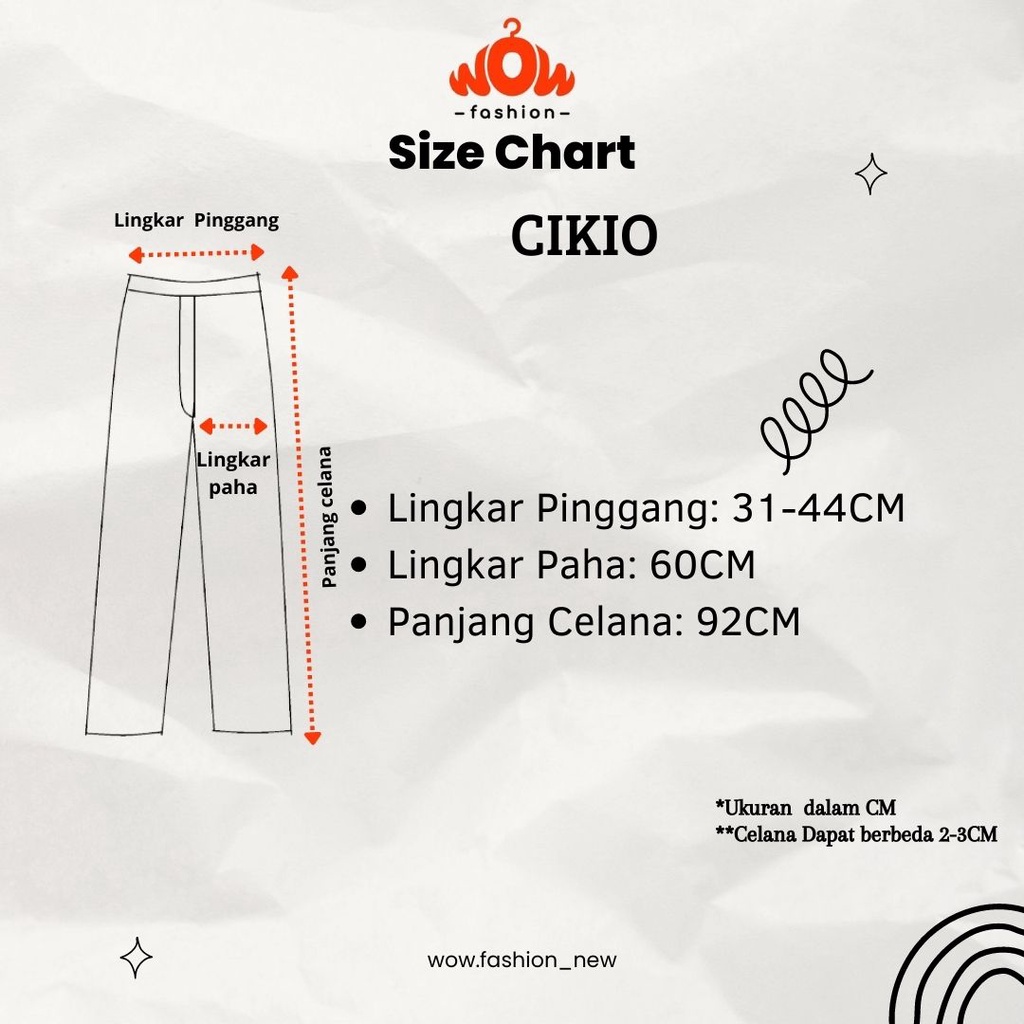 WOW-Cikio Celana Crinkle Premium/Celana Kulot/Kancing dua