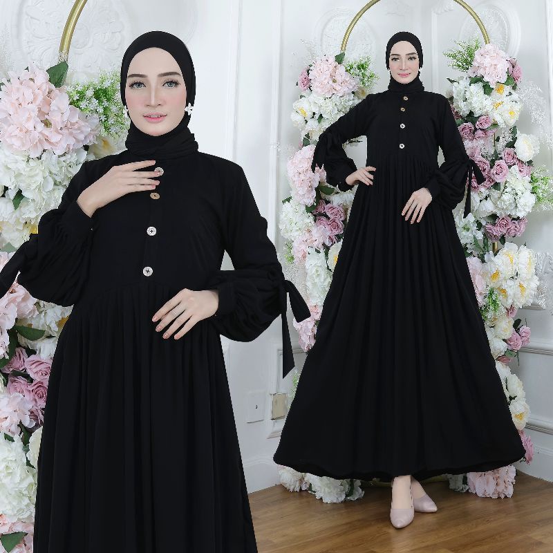 Gallery Exclusive Abaya Hitam Gamis Bordir Turkey Dubai Umbrella Busui