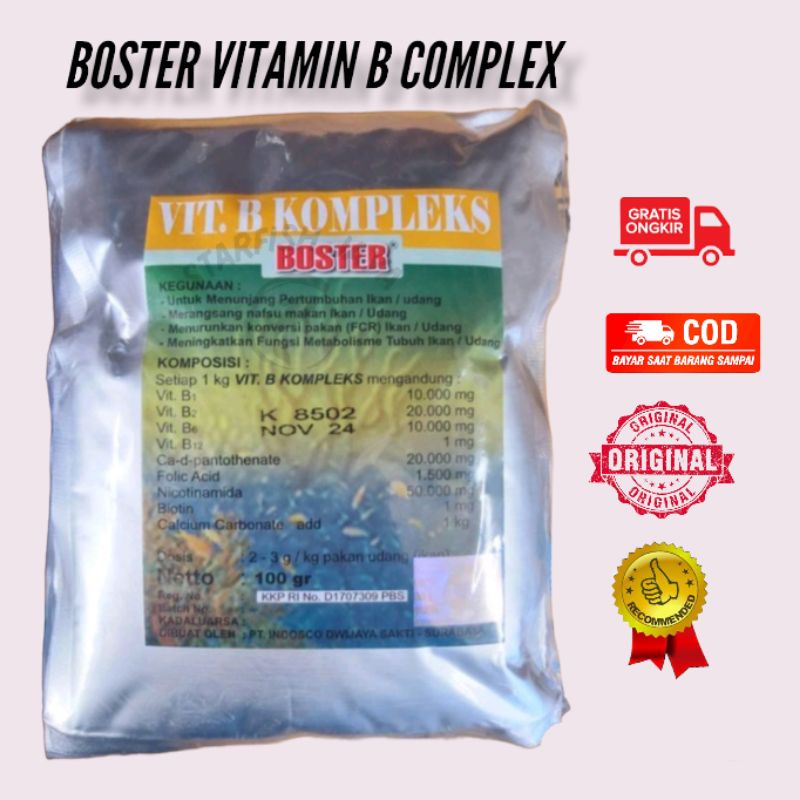 Boster Vitamin B Klompleks 100 gram / Vitamin B Komplek / Vitamin B Complex untuk Ikan dan Udang