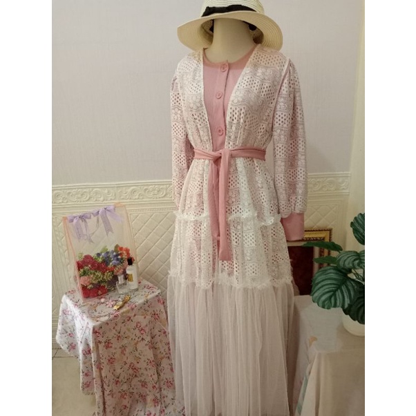 Gamis Papermea / Dress 2in1 / Gamis Lebaran / Dress Tile / Dress Brokat