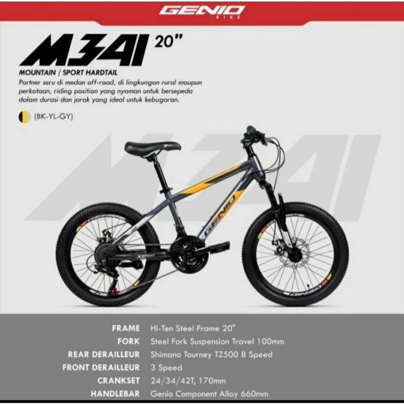 Sepeda Mtb anak 20 inch Genio M-341 by united
