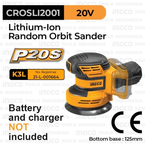 Mesin Amplas Orbital Sander Baterai/ Palm Sander Cordless 20V INGCO