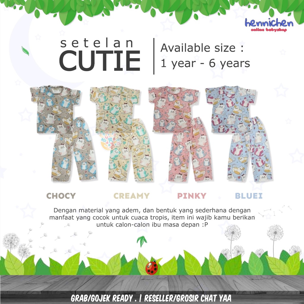 SETELAN PIYAMA ANAK CUTIE SETELAN ANAK LAKI LAKI PEREMPUAN BAJU PENDEK CELANA PANJANG 1 - 6 TAHUN OVIKIDS