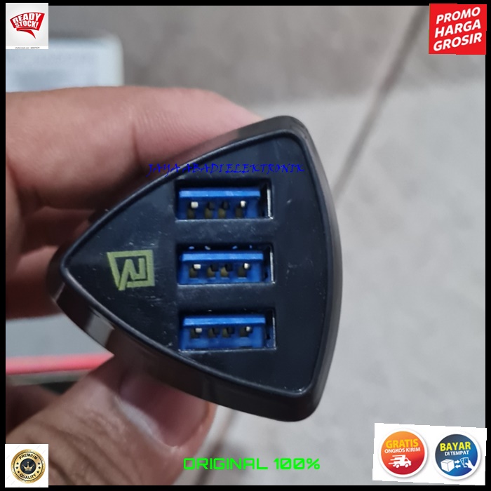 J373 REMAX ADAPTOR MOBIL 3 PORT USB SUPPORT FAST CHARGER 4.2 A  SPEED CHARGING ADAPTOR MOBIL TRAVEL ADAPTER CAS CASAN ADAPTIVE SERVER SAVER ANDROID HP HANDPHONE QUICK CHARGE PORT UNIVERSAL BISA UNTUK SEGALA JENIS MERK USB DAN HANDPHONE LEBIH PRAKTIS