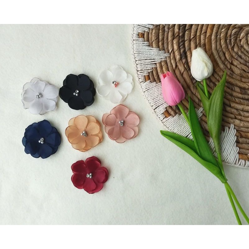 Aplikasi Bunga organza / Bunga Payet baju / Bunga rambut