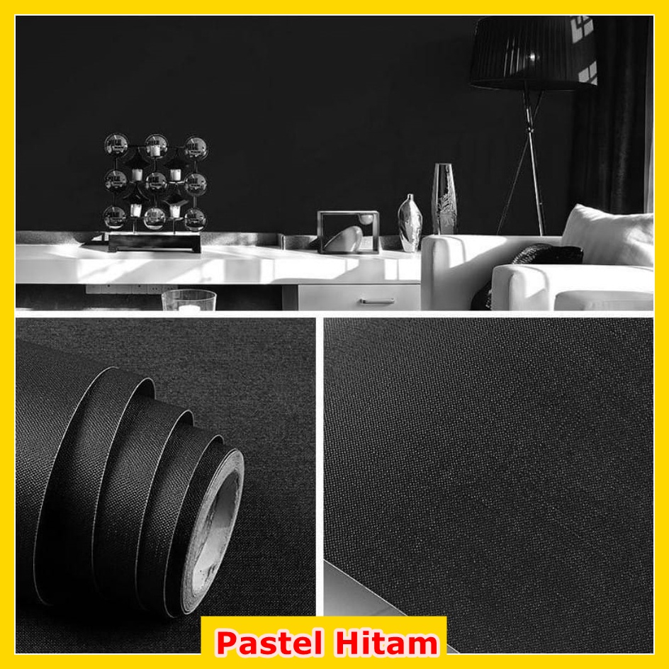 WALLPAPER DINDING STIKER UKURAN 45 CM X 9.5 M PASTEL HITAM