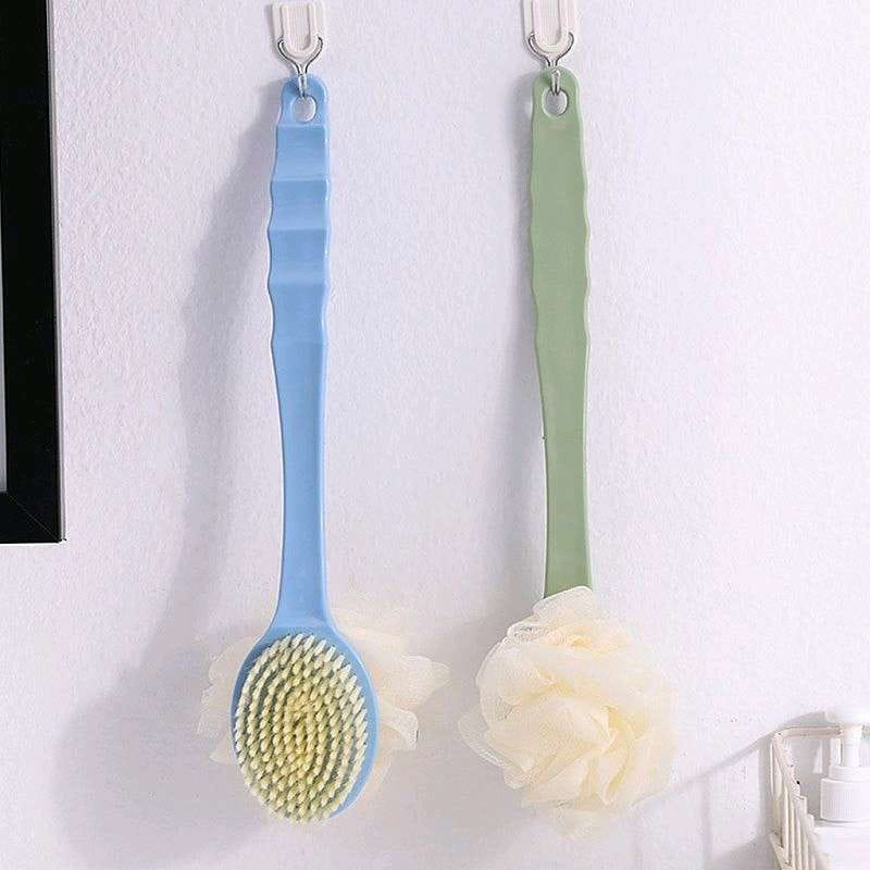 2 in 1 Body Bath Brush / Tongkat Sikat Badan Punggung Mandi Spons Puff Gagang Panjang