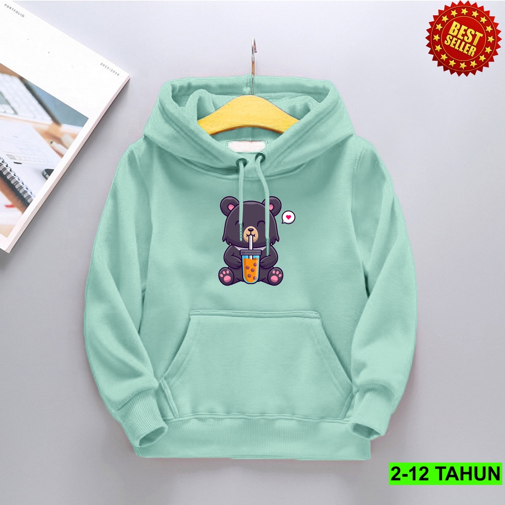 Hoodie BERUANG BOBA TERBARU  Anak Perempuan Laki Laki  / Hodie BEST SELLER Anak Usia 2 3 4 5 6 7 8 9 10 11 12 Tahun / Jaket BERUANG Anak / Sweater Distro Bisa Cod
