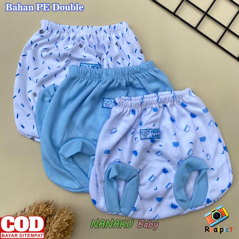 Isi 3 PCS Celana Bayi Baru Lahir Celana Kacamata Celana POP Bayi Seri Biru Usia 0-3 Bulan - Ana Baby