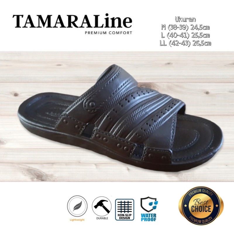 Sandal Selop Slide Slip on Karet Pria Dewasa / Remaja - TAMARALINE 221 / Bahan Premium Lentur Empuk Ringan Kuat Anti Slip Anti Air Model Sandal Casual Santai Rumah Hotel Outdoor Kamar Mandi Murah Original