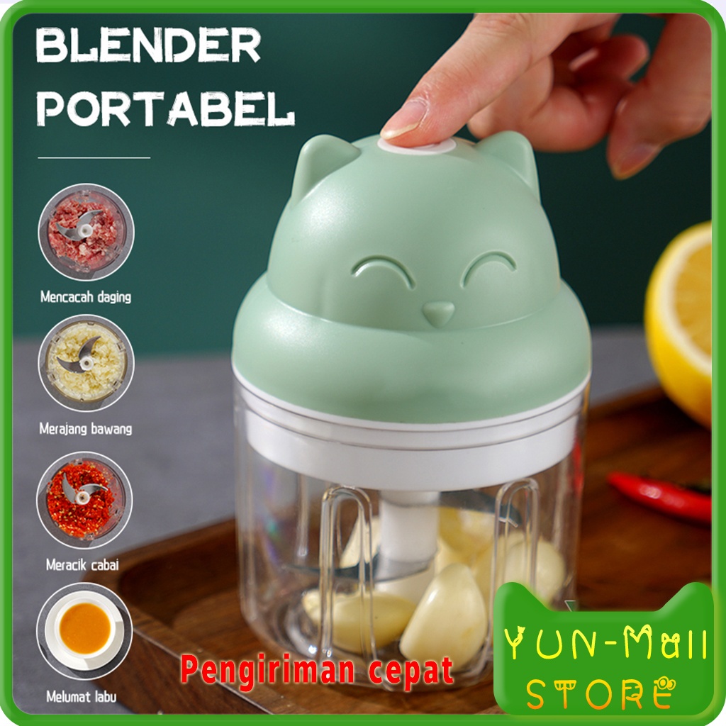 [BISA COD ]YUN Blender Kapsule Portable Penggiling Daging Bumbu Mini Chopper Cutter Quatre Elektrik Grinder Baby Food Processor 250ML /100ML  Terbuat Dari Material Food Grade Baterai Super Awetdengan Charger USB