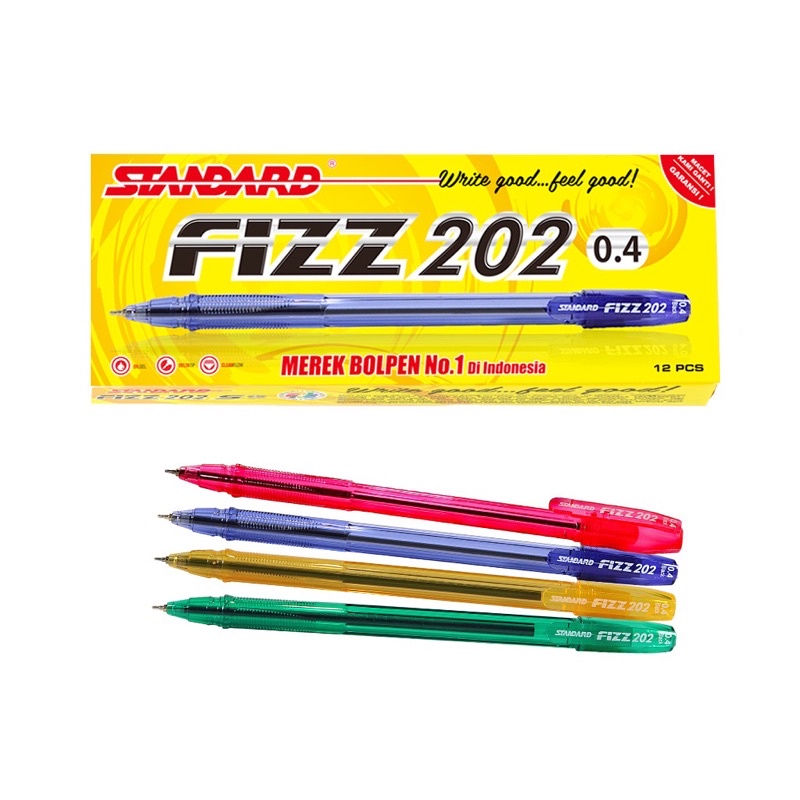 

Standard Pen - Pulpen/Pena/Ballpaint Fizz 202 0.4 Black (Tinta Warna Hitam Isi 12 pcs)