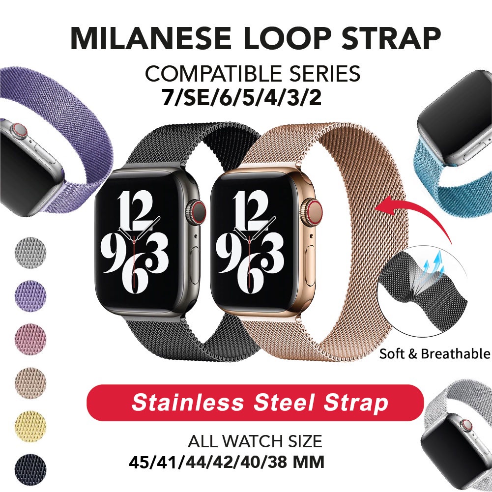 Stainless Steel Strap Untuk Apple Watch Magnetic Milanese Metal Loop Band iwatch Smartwatch T55 T500 Strap 44mm