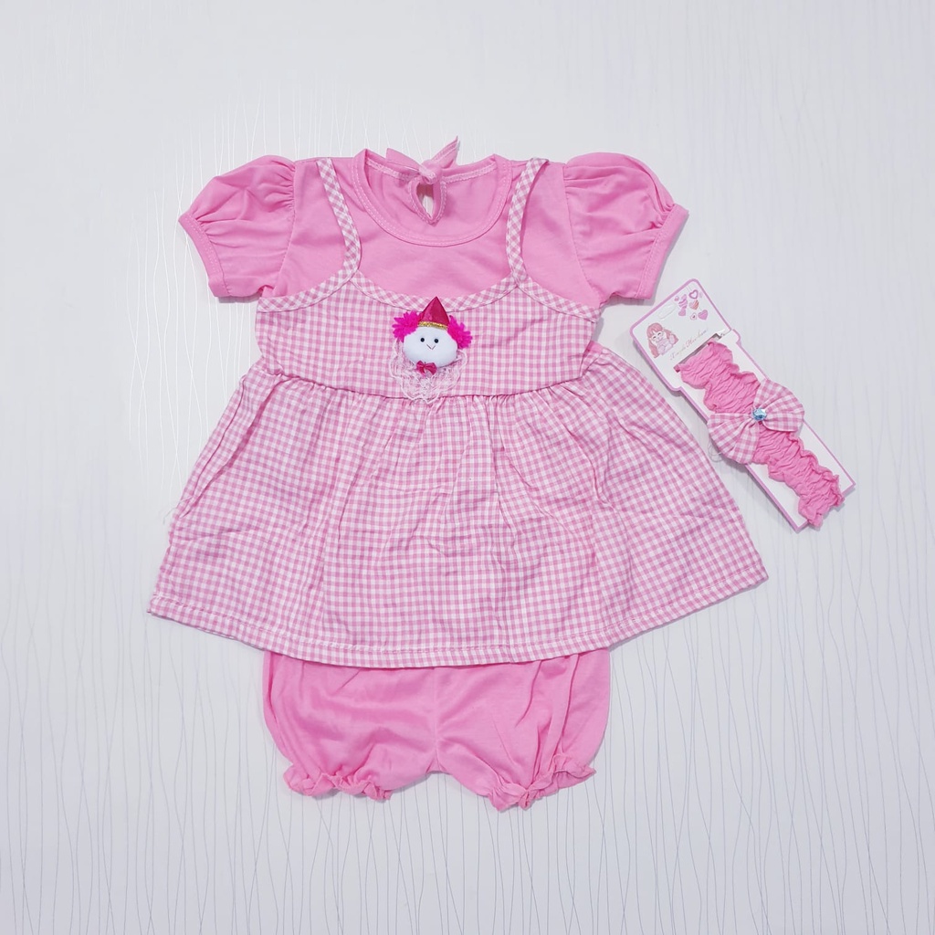 COD dress bayi perempuan free bando baju anak cewe baby alicia tsum-tsum