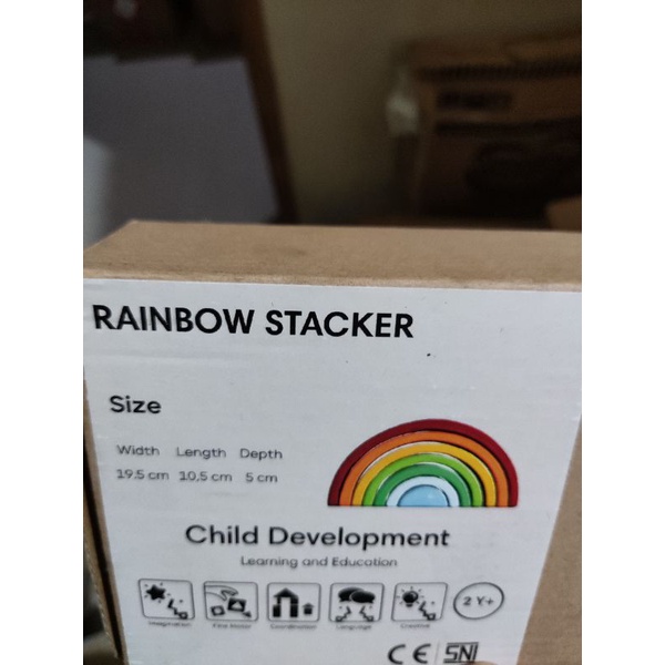 mainan edukasi anak bayi rainbow stack letter in pine