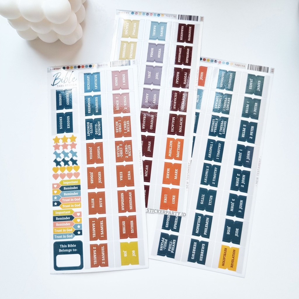 Bible Tab File Index Judul Nama Buku Alkitab Pembatas Indeks Stiker Map Tahan Air 3 Lembar Bahasa In