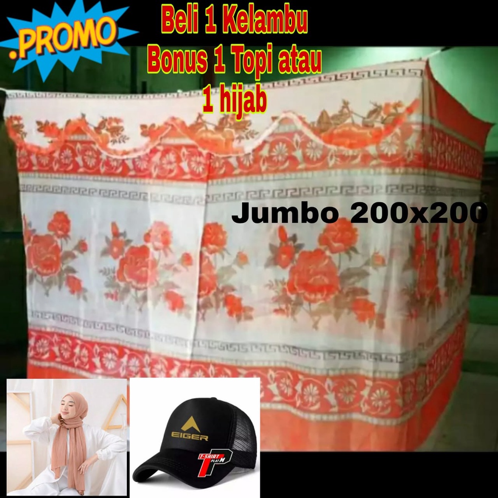 KELAMBU NYAMUK UKURAN JUMBO 200X200 MOTIF BUNGA