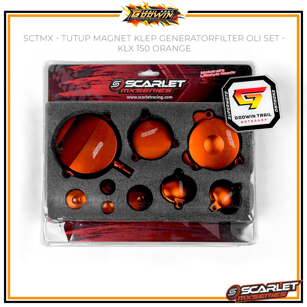 Cover Tutup Mesin Fullset Magnet Klep Generator Filter Oli KLX 150 SCARLET Full CNC