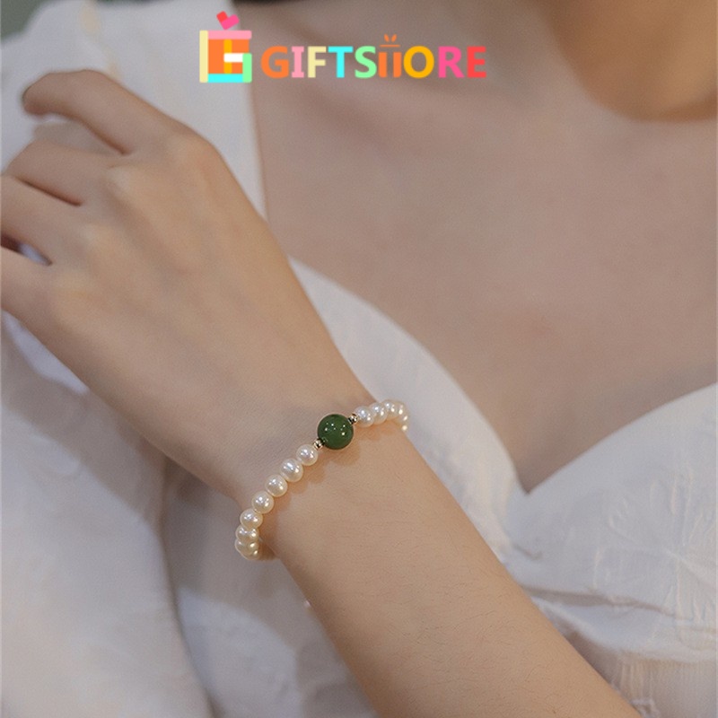 ✨Gelang Rantai Manik-Manik Mutiara Giok Hetian Alami Tidak Alergi Untuk Wanita Mutiara Air Tawar Desain Niche Untuk Perhiasan Sapphire gs