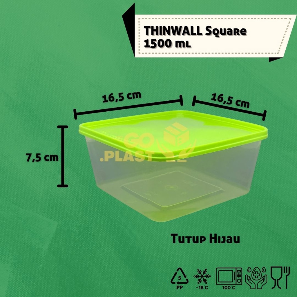 THINWALL 1500 ML WARNA / KOTAK MAKAN PLASTIK 1500 ML WARNA ISI 6 PCS