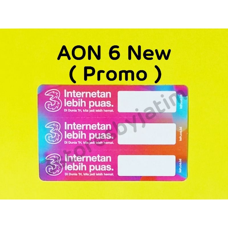 Voucher Kuota Data 3 / Three / Tri AON 6 ( Promo ) NEW total (8GB)