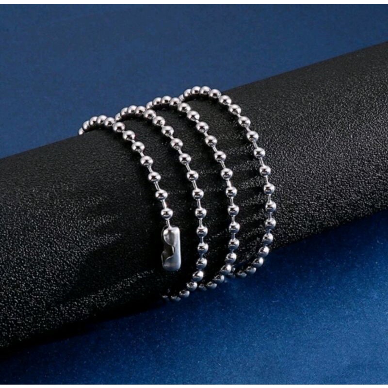 Kalung Titanium Anti Karat Biji Lada Silver// Kalung Pria Wanita