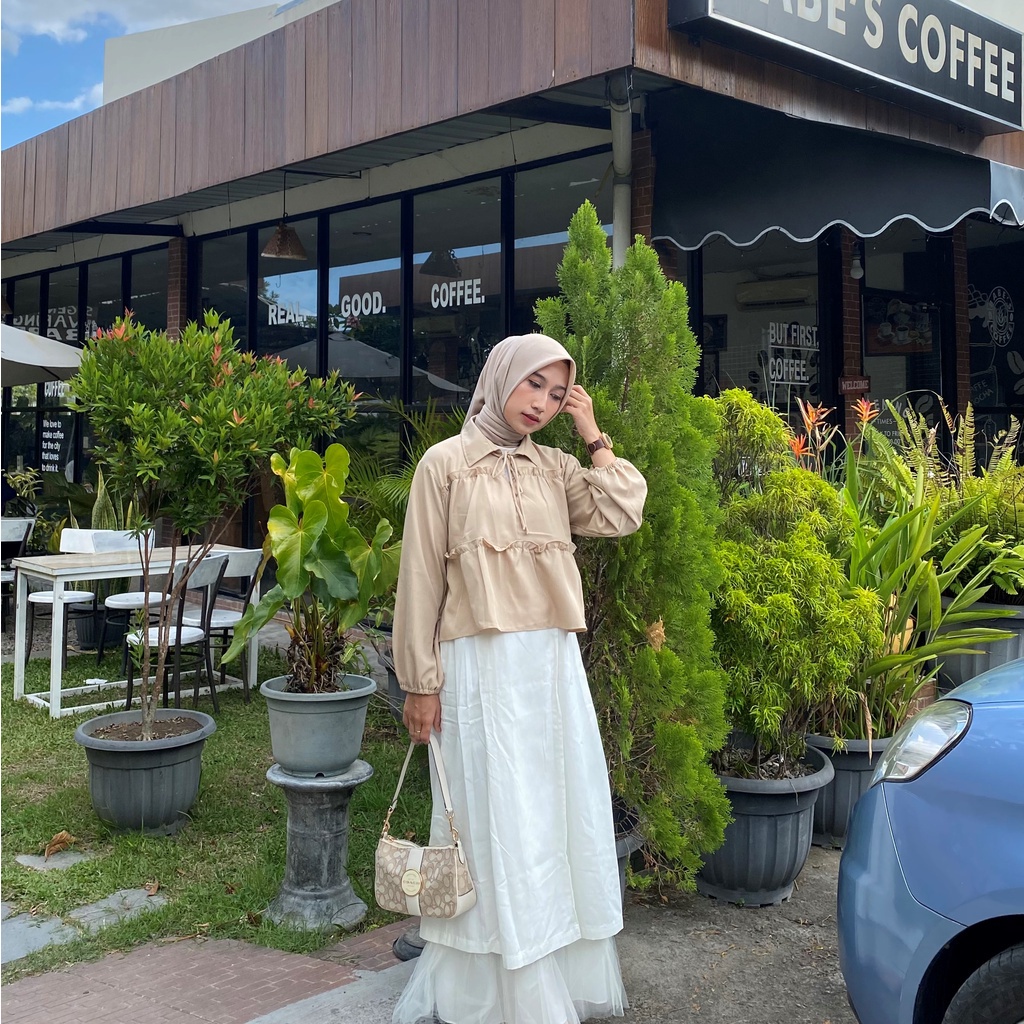 T33 - RX FASHION - SORELA TOP SERUT AIRFLOW / Blouse Lengan panjang Wanita / Pakaian Wanita / Blouse